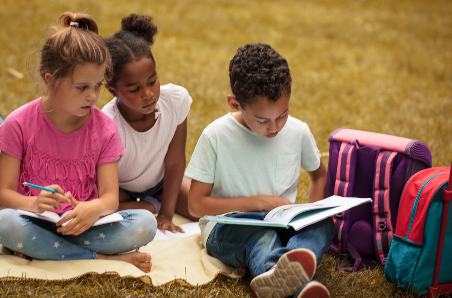 Children at nature learning.